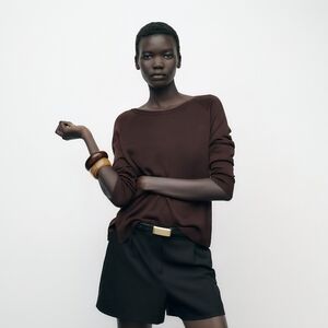 Zara Brown Crew Neck Sweater